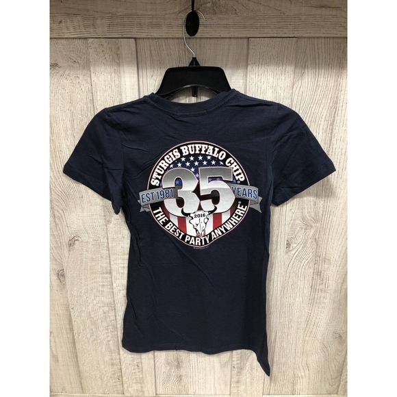 Hot Leathers Women's 2016 Small Blue Sturgis Buffalo Chip 35 Years Est 1981 NWT - Picture 5 of 5